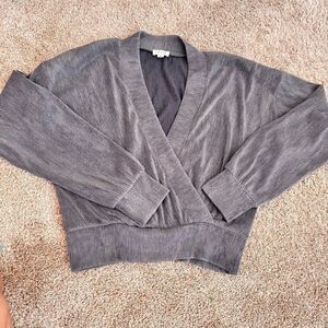 Lelis Collection heathered grey long sleeved rib knit sweater - S